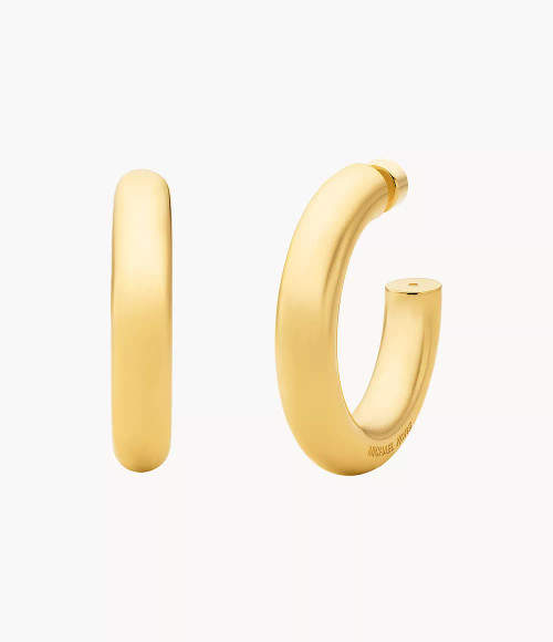 MICHAEL KORS 14K Gold-Plated Brass Tube Hoop Earrings Mkj843000710 Image 1