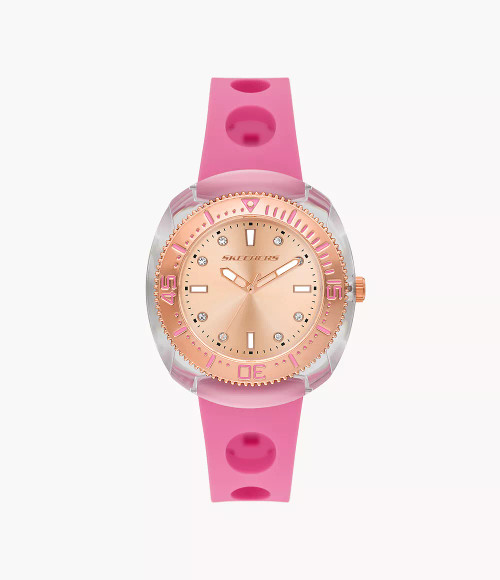 SKECHERS Palmera Three-Hand Pink Silicone Watch Sr6320 Image 1