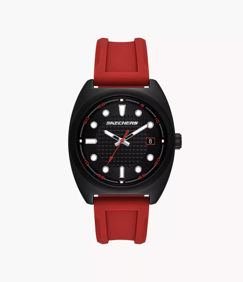 SKECHERS Hanover Three-Hand Date Red Silicone Watch Sr5238 Image 1