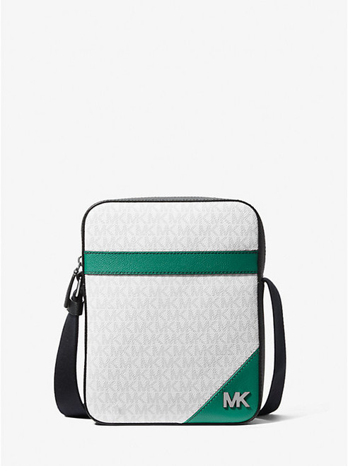 MICHAEL KORS Cooper Color-Block Signature Logo Flight Bag GRASS GREEN Image 1