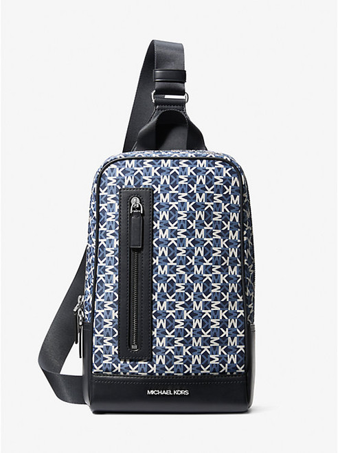MICHAEL KORS Lautner Logo Print Sling Pack NAVY Image 1