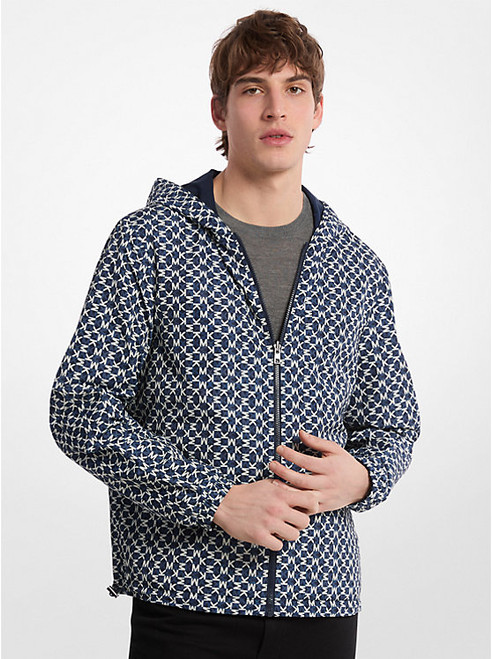 MICHAEL KORS Reversible Logo Print Ciré Jacket MIDNIGHT Image 1