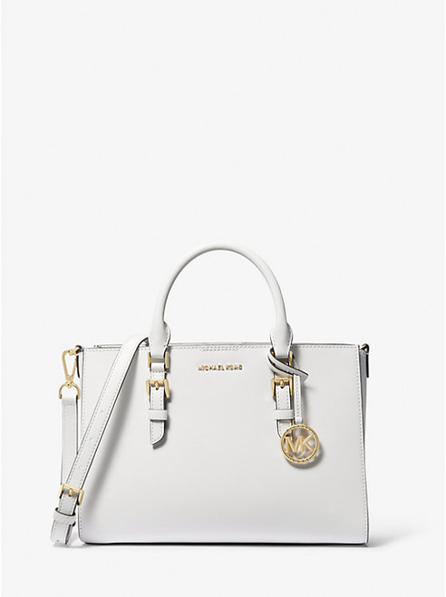 MICHAEL KORS Sally Medium 2-In-1 Saffiano Leather And Logo Satchel OPTIC WHITE Image 1