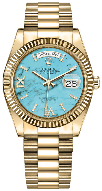 ROLEX Day-Date 36 Turquoise Dial Women'S Watch 128238-0071 Image 1