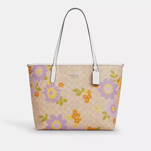 COACH City Tote Bag In Signature Canvas With Floral Print