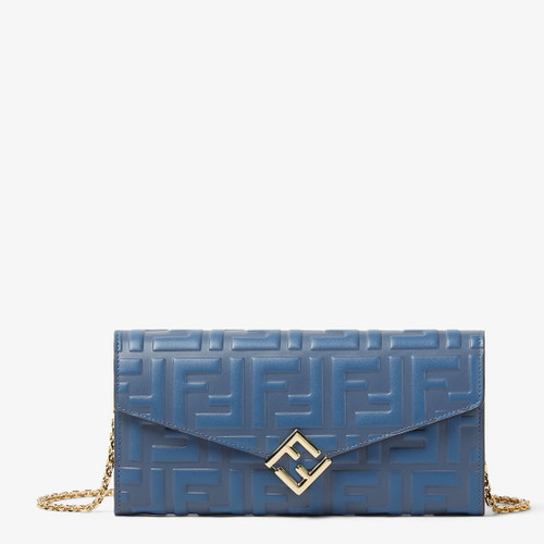 ご*ー様 【FENDI】CONTINENTAL WALLET チェーン付長財布( Fendi Dove Gray Nappa Baguette Continental Wallet With Chain
