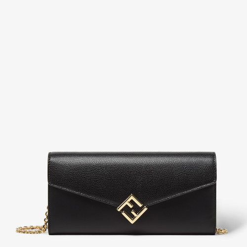 FENDI FF Diamonds Continental Chain Wallet Black leather