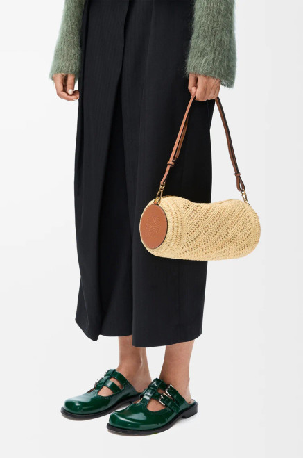 LOEWE Bracelet Pouch In Raffia And Calfskin