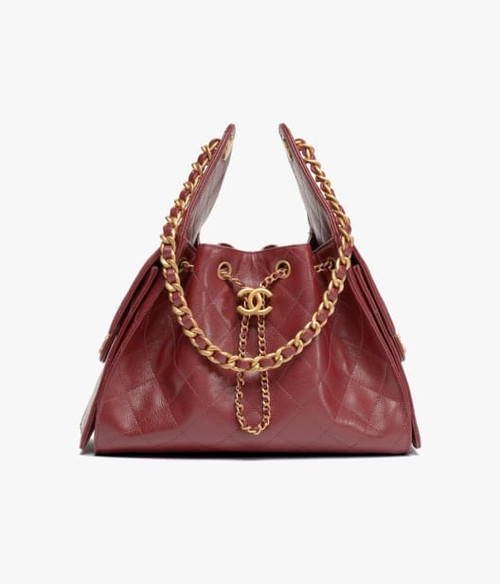 CHANEL 25 Small Handbag   Grained Calfskin & Gold-Tone Metal  Burgundy