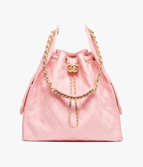 CHANEL 25 Medium Handbag   Grained Calfskin & Gold-Tone Metal  Light Pink