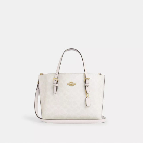 COACH Mollie Tote Bag 25 In Signature Canvas - Gold/White/Chalk (@Delhi Studio)