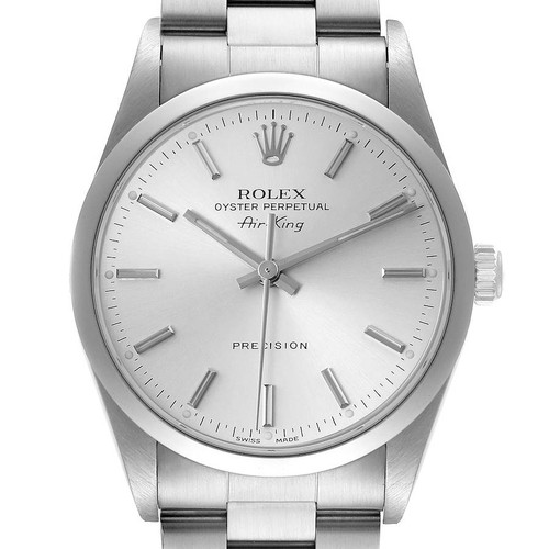ROLEX Air King Silver Dial Smooth Bezel Steel Automatic Mens Watch 14000 Image 1