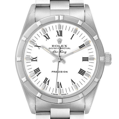 ROLEX Air King 34Mm White Roman Dial Automatic Steel Mens Watch 14010 Image 1