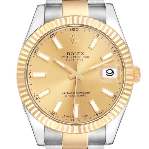 ROLEX Datejust Ii 41 Steel Yellow Gold Champagne Dial Mens Watch 116333 Image 1