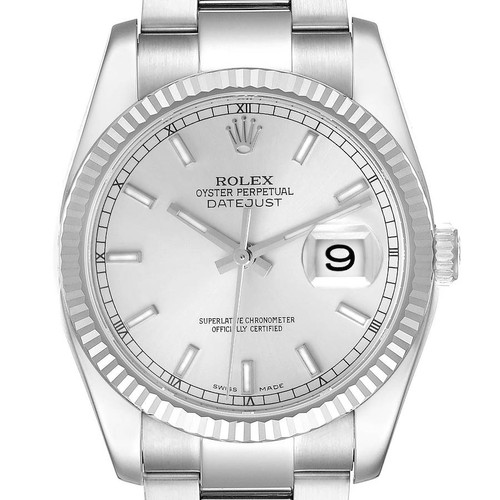 ROLEX Datejust Steel White Gold Silver Dial Mens Watch 116234 Image 1