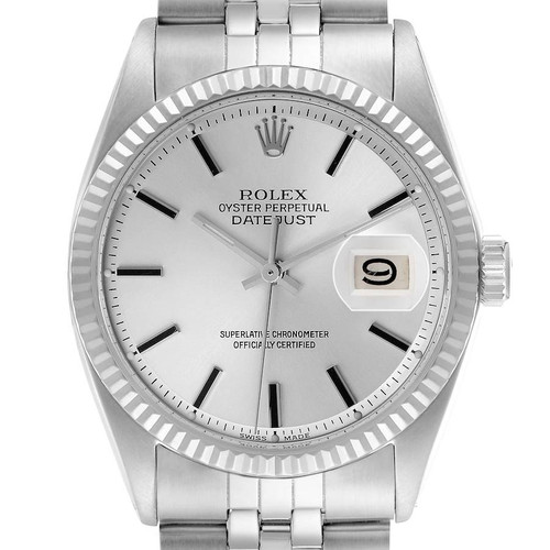 ROLEX Datejust 36 Steel White Gold Silver Dial Vintage Mens Watch 1601 Image 1