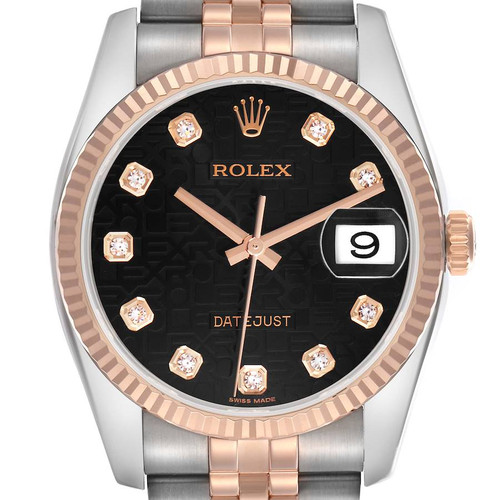 ROLEX Datejust 36 Steel Rose Gold Anniversary Diamond Dial Mens Watch 116231 Image 1