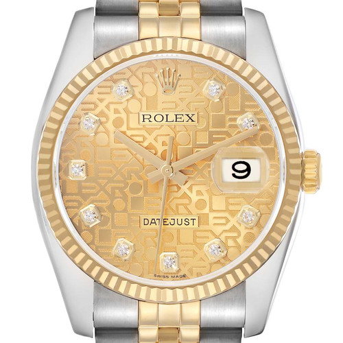 ROLEX Datejust Steel Yellow Gold Anniversary Diamond Dial Mens Watch 116233 Image 1
