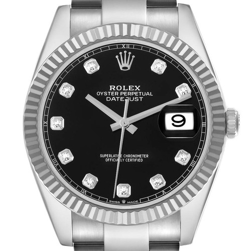 ROLEX Datejust 41 Steel White Gold Black Diamond Dial Mens Watch 126334 Image 1