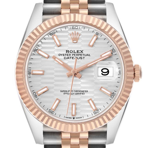 ROLEX Datejust 41 Steel Rose Gold Fluted Motif Dial Watch 126331 Image 1