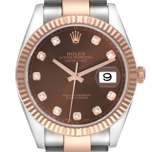 ROLEX Datejust 41 Steel Rose Gold Chocolate Diamond Dial Mens Watch 126331 Image 1