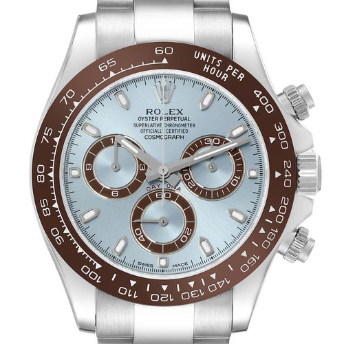 ROLEX Daytona Ice Blue Dial Platinum Chronograph Mens Watch 116506 Image 1