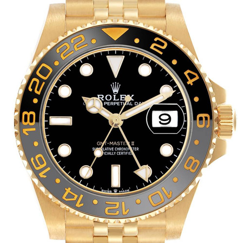 ROLEX Gmt Master Ii Black Grey Bezel Yellow Gold Mens Watch 126718 Image 1