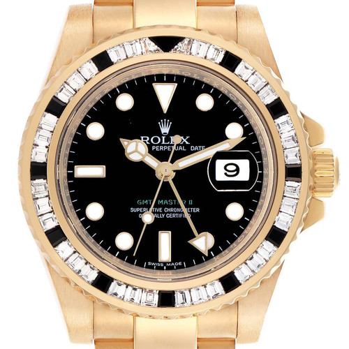 ROLEX Gmt Master Ii Sapphire Diamond Bezel Yellow Gold Mens Watch 116748 Image 1