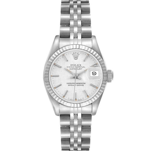 ROLEX Datejust Steel White Gold Silver Linen Dial Ladies Watch 69174 Image 1