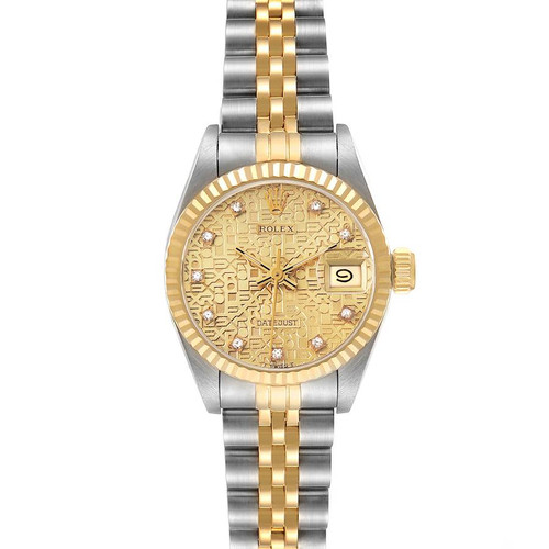 ROLEX Datejust Steel Yellow Gold Anniversary Diamond Dial Watch 69173 Image 1