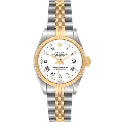 ROLEX Datejust Steel Yellow Gold White Roman Dial Ladies Watch 69173 Image 1