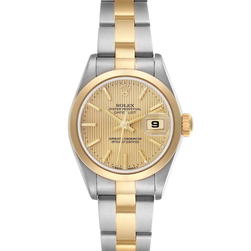 ROLEX Datejust Steel Yellow Gold Champagne Linen Dial Ladies Watch 79163 Image 1