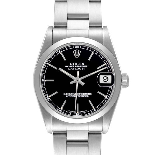ROLEX Datejust Midsize 31 Black Dial Automatic Steel Ladies Watch 68240 Image 1