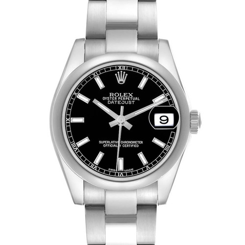 ROLEX Datejust Midsize 31 Steel Black Dial Ladies Watch 178240 Image 1