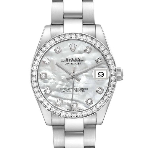 ROLEX Datejust Midsize 31 Steel Diamond Mother Of Pearl Dial Ladies Watch 178384 Image 1