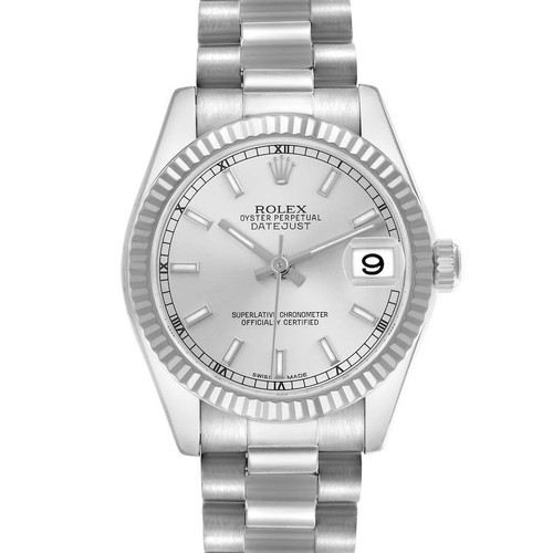 ROLEX President Midsize 31Mm White Gold Silver Dial Ladies Watch 178279 Image 1