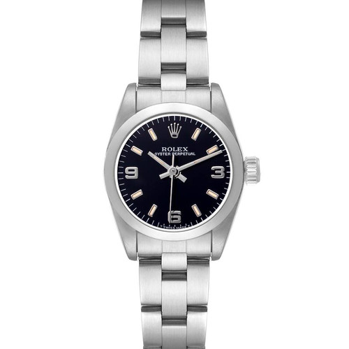ROLEX Oyster Perpetual Black Dial Steel Ladies Automatic Watch 67180 Image 1