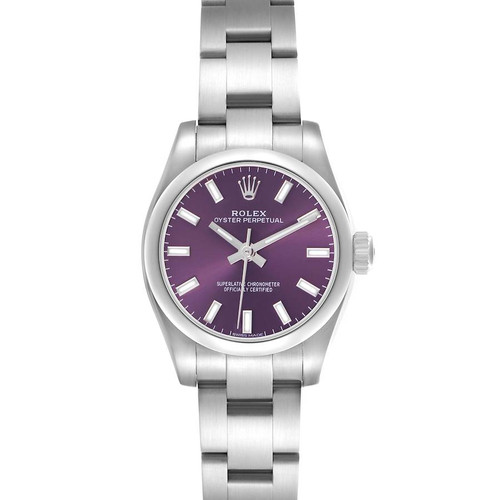 ROLEX Oyster Perpetual 26 Red Grape Dial Steel Ladies Watch 176200 Image 1