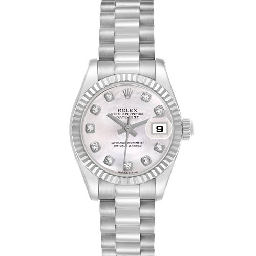 ROLEX President Datejust White Gold Mother Of Pearl Diamond Ladies Watch 179179 Image 1