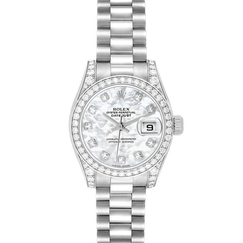 ROLEX Datejust President White Gold Mop Diamond Ladies Watch 179159 Image 1