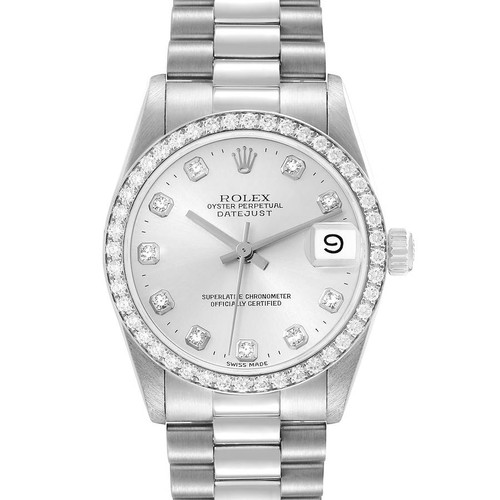ROLEX President Datejust Midsize 31 Platinum Diamond Watch 68286 Image 1