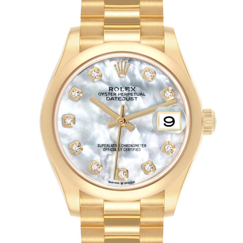 ROLEX Datejust President Midsize Yellow Gold Mother Of Pearl Diamond Ladies Watch 278248 Image 1