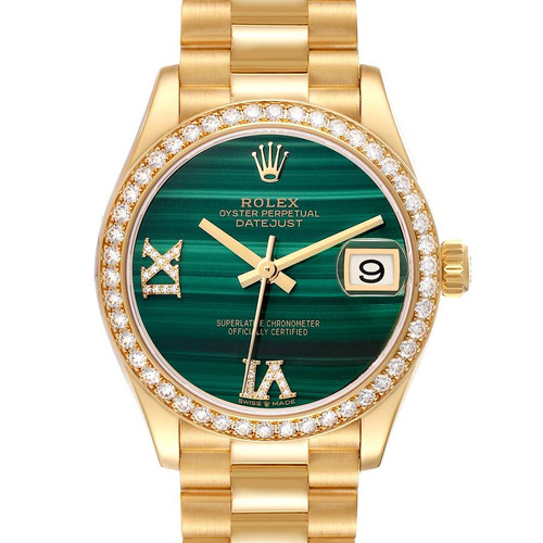 ROLEX President Midsize Malachite Yellow Gold Diamond Ladies Watch 278288 Unworn Image 1