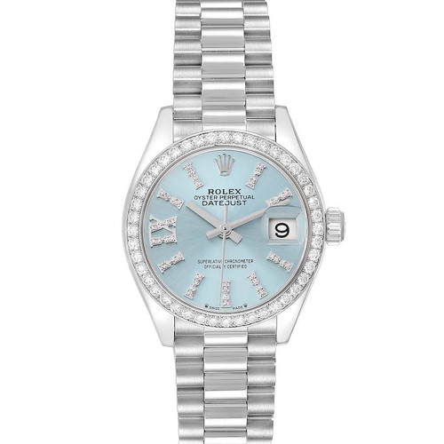 ROLEX President Ice Blue Dial Diamond Platinum Ladies Watch 279136 Image 1