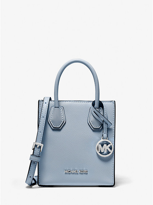 MICHAEL KORS Mercer Extra-Small Pebbled Leather Crossbody Bag - PALE BLUE