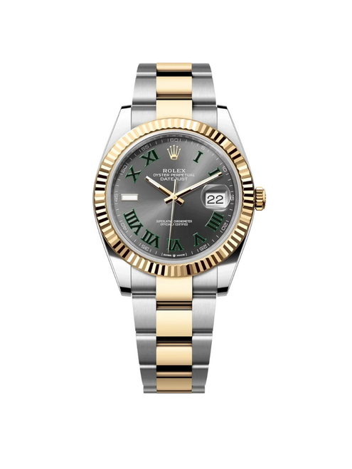 ROLEX Datejust 41mm Two-Tone Yellow Gold Fluted Bezel "Wimbledon" Dial Oyster - 126333
