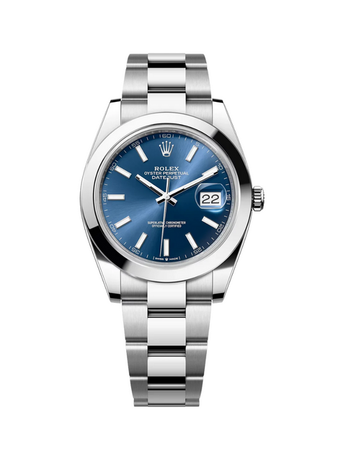 ROLEX Datejust 41mm Smooth Bezel Blue Index Dial Oyster - 126300