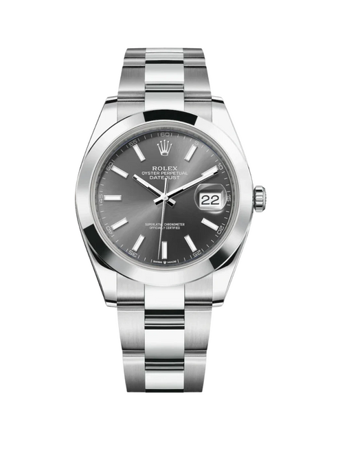 ROLEX Datejust 41mm Smooth Bezel Grey/Slate Index Dial Oyster - 126300