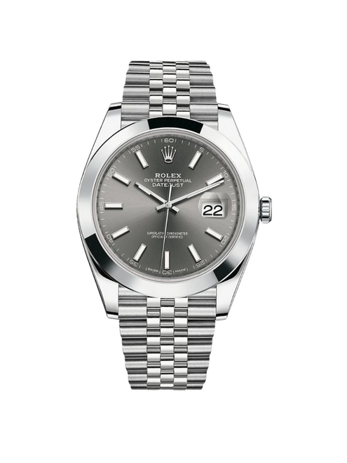 ROLEX Datejust 41mm Smooth Bezel Grey/Slate Index Dial Jubilee - 126300