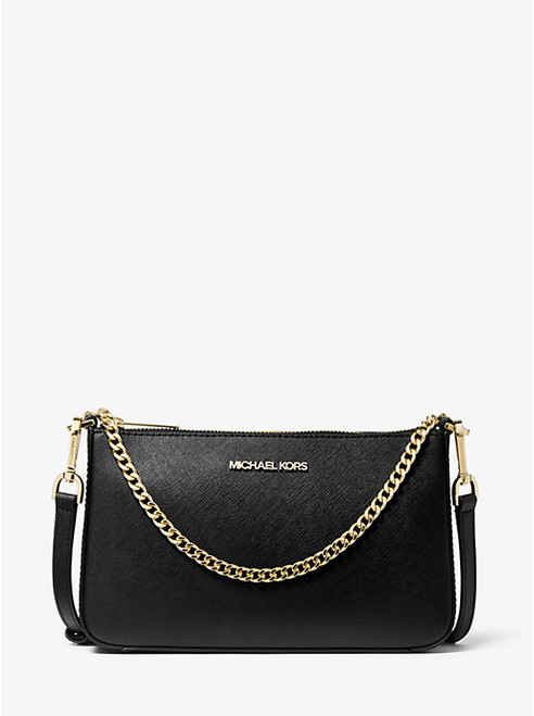 MICHAEL KORS Jet Set Medium Saffiano Leather Crossbody Bag BLACK Image 1